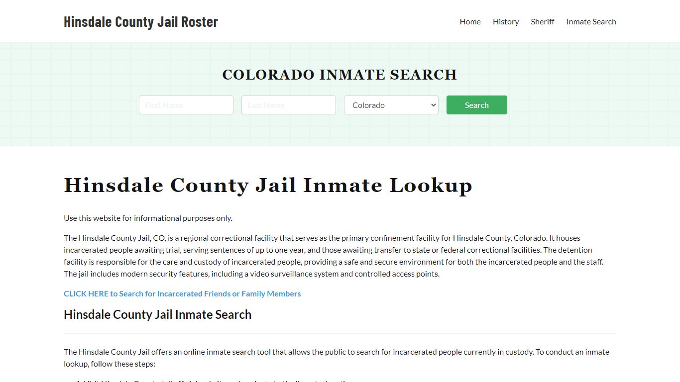 Hinsdale County Jail Roster Lookup, CO, Inmate Search