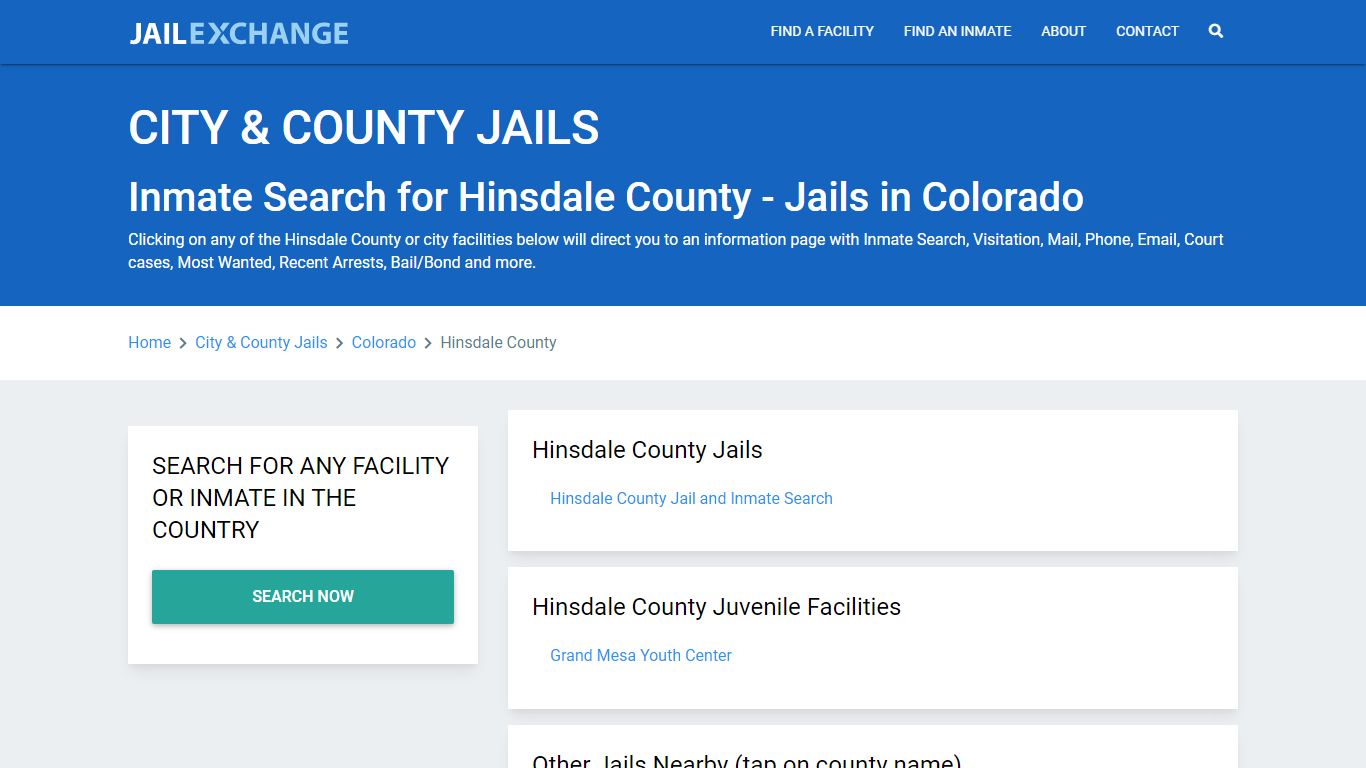 Inmate Search for Hinsdale County | Jails in Colorado - Jail Exchange